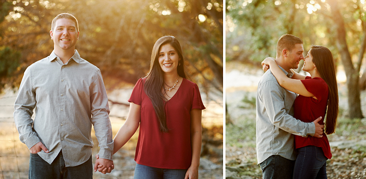 We couldn't get enough of the pretty light during Jesse and Natalie's Austin engagement session! Taken at our outdoor studios that offer Texas Hill Country views. Photos by Austin wedding photographer Mercedes Morgan Photography