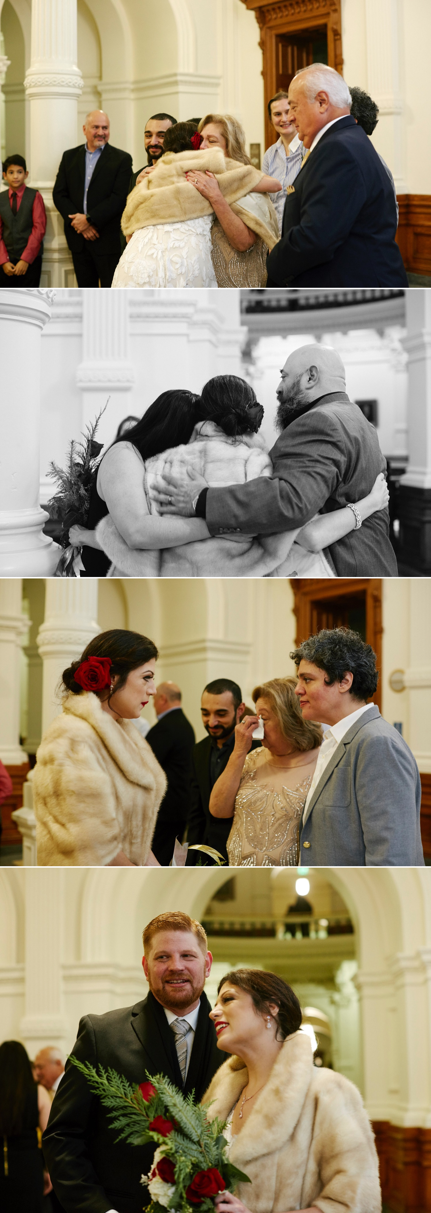 Congratulations and hugs for the bride from her family | Texas State Capitol Wedding | Austin Wedding Photographers Mercedes Morgan Photography