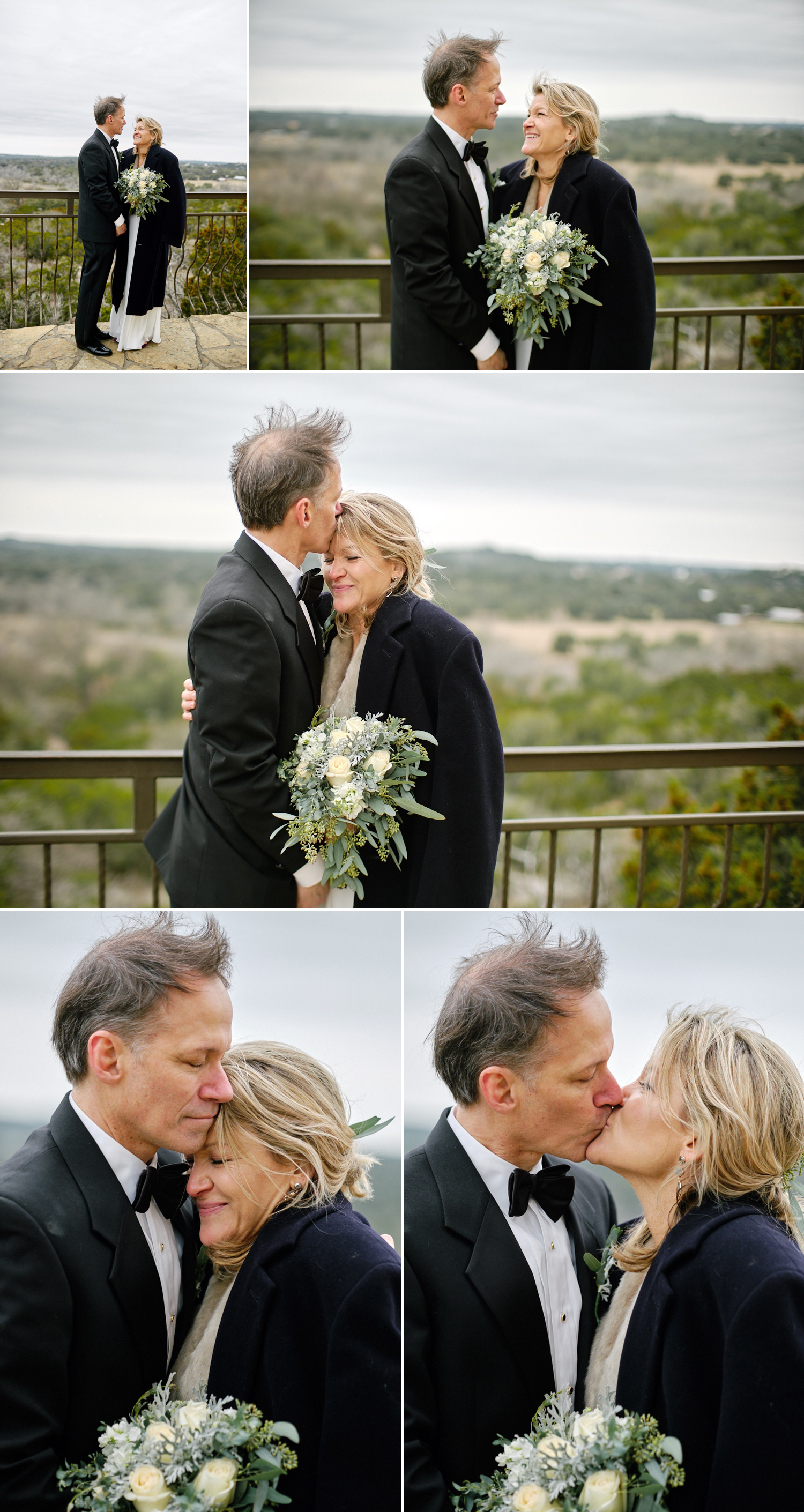 Bride and groom portraits for Amy and Martin on the overlook at Chapel Dulcinea in Austin, Texas