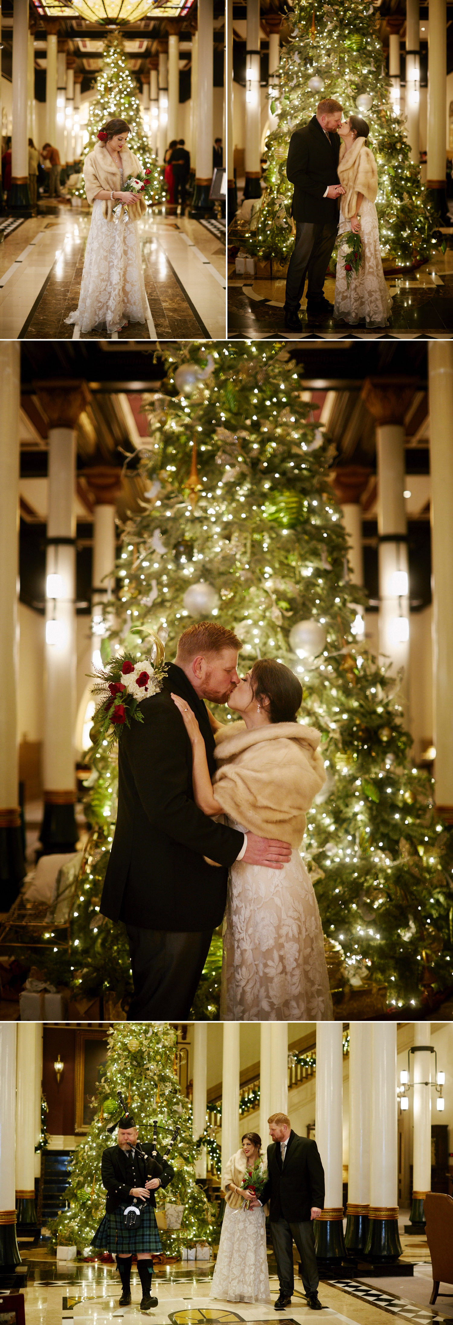 Christmas wedding at Austin's Driskill Hotel for Brandon and Kathleen