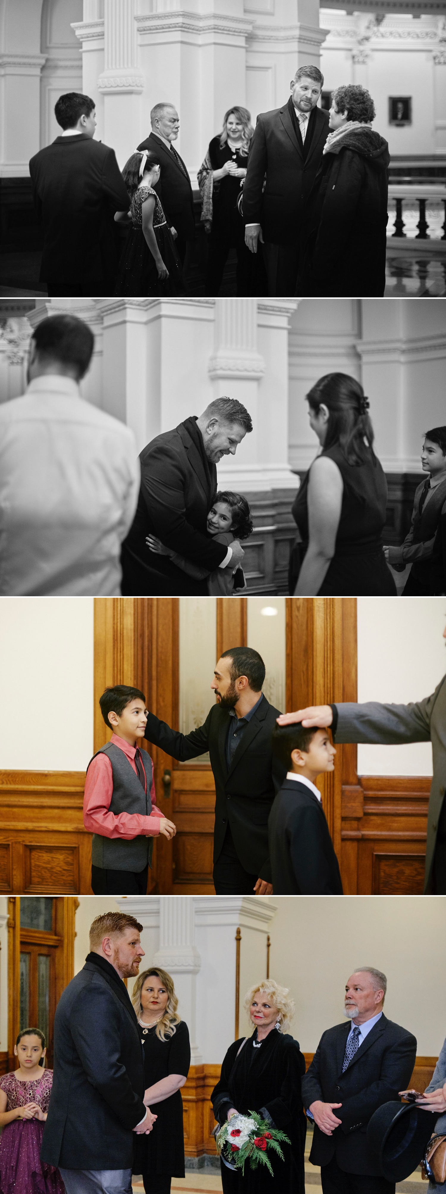 Before the ceremony, closest family wait for the bride to arrive at the Texas State Capitol wedding