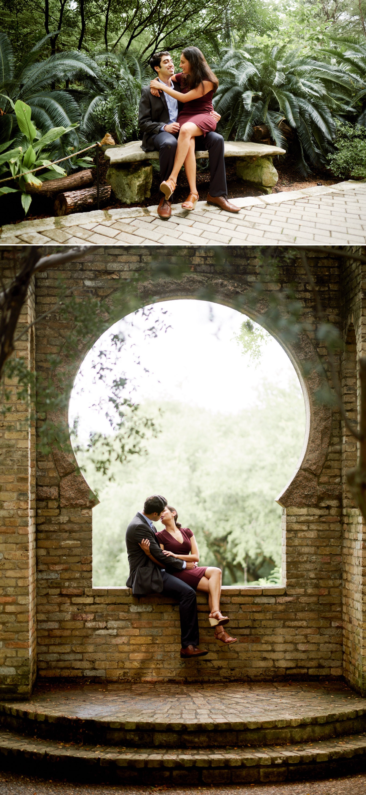 Austin Zilker Botanical Garden engagement photos of Katyayani and Pratik. Photographed by Austin wedding photographers Mercedes Morgan Photography