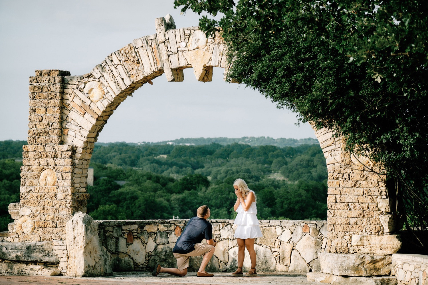 Sean proposes to Paulena at Camp Lucy captured by Austin proposal photographer Mercedes Morgan Photography