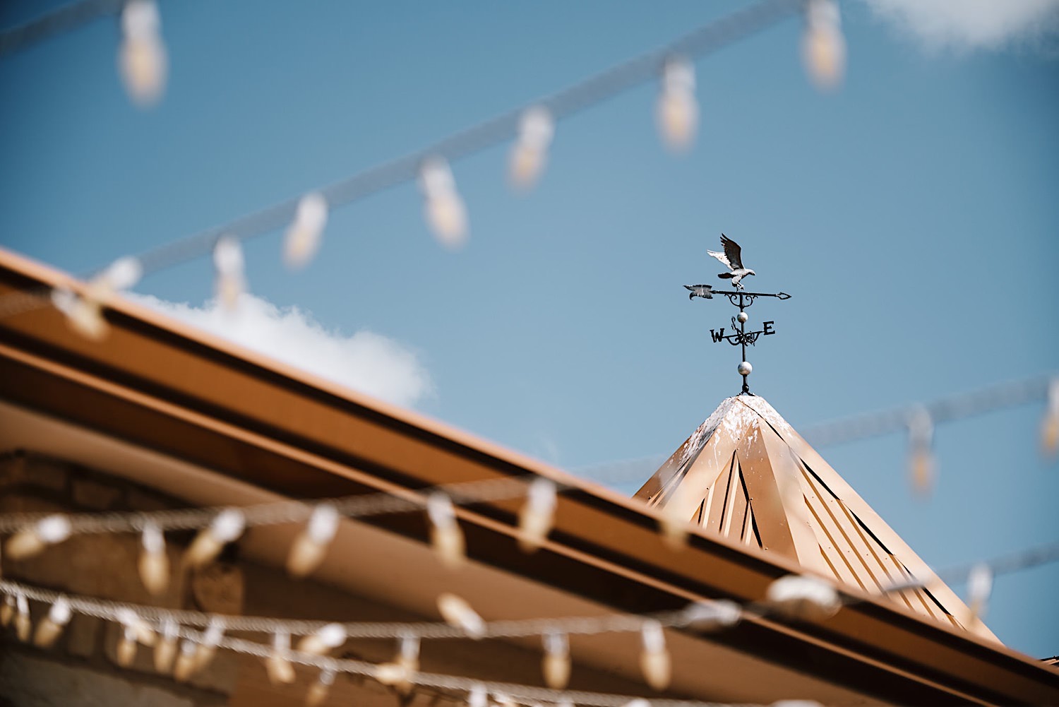 The weathervane of Smythwick Castle, a Texas Hill Country wedding venue perfect for intimate celebrations with character.