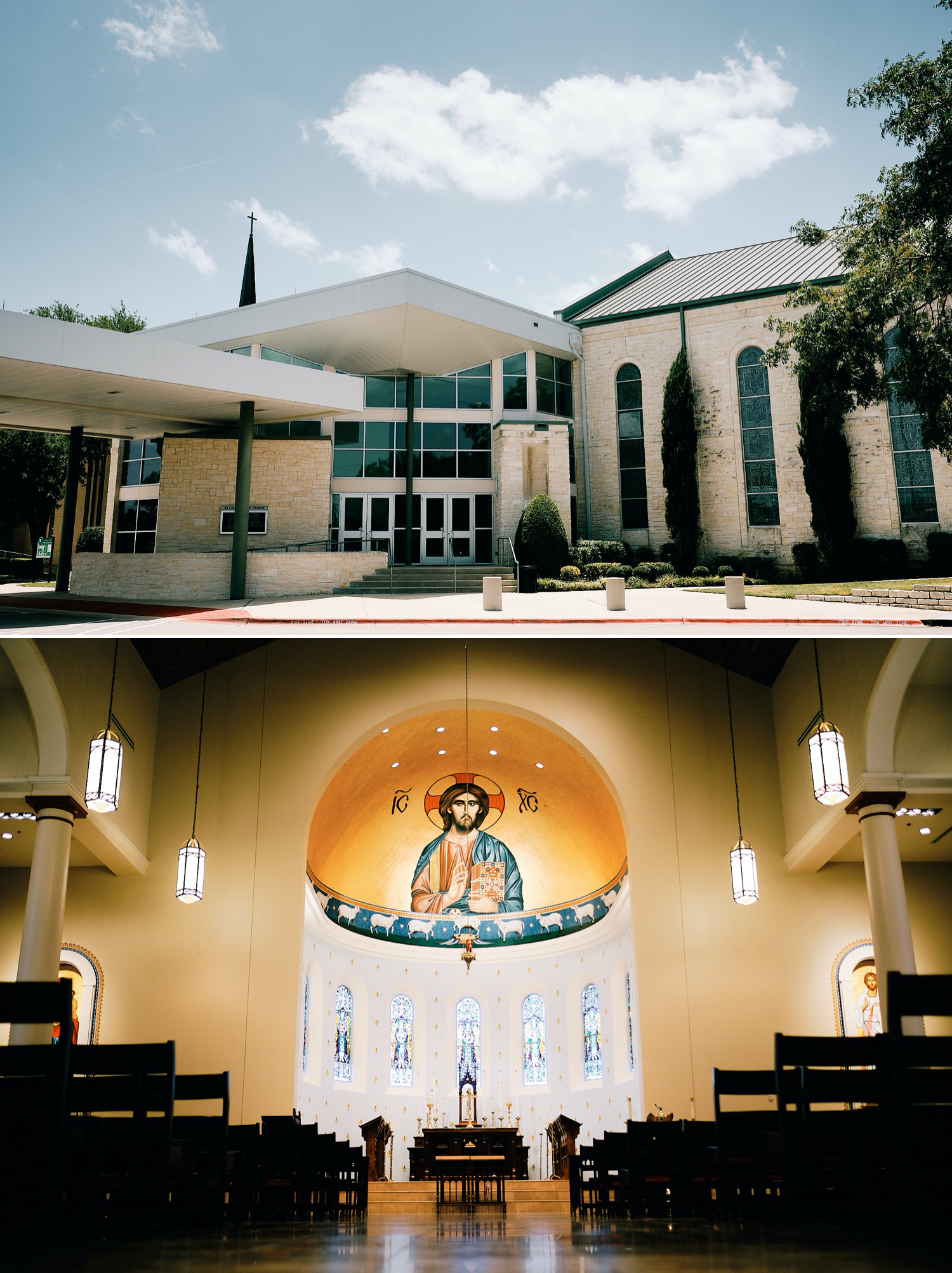 St. Louis King of France Catholic Church in Austin, Texas, where they got married. Photographed by Austin wedding photographers Mercedes Morgan Photography